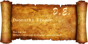 Dvorszki Elemér névjegykártya